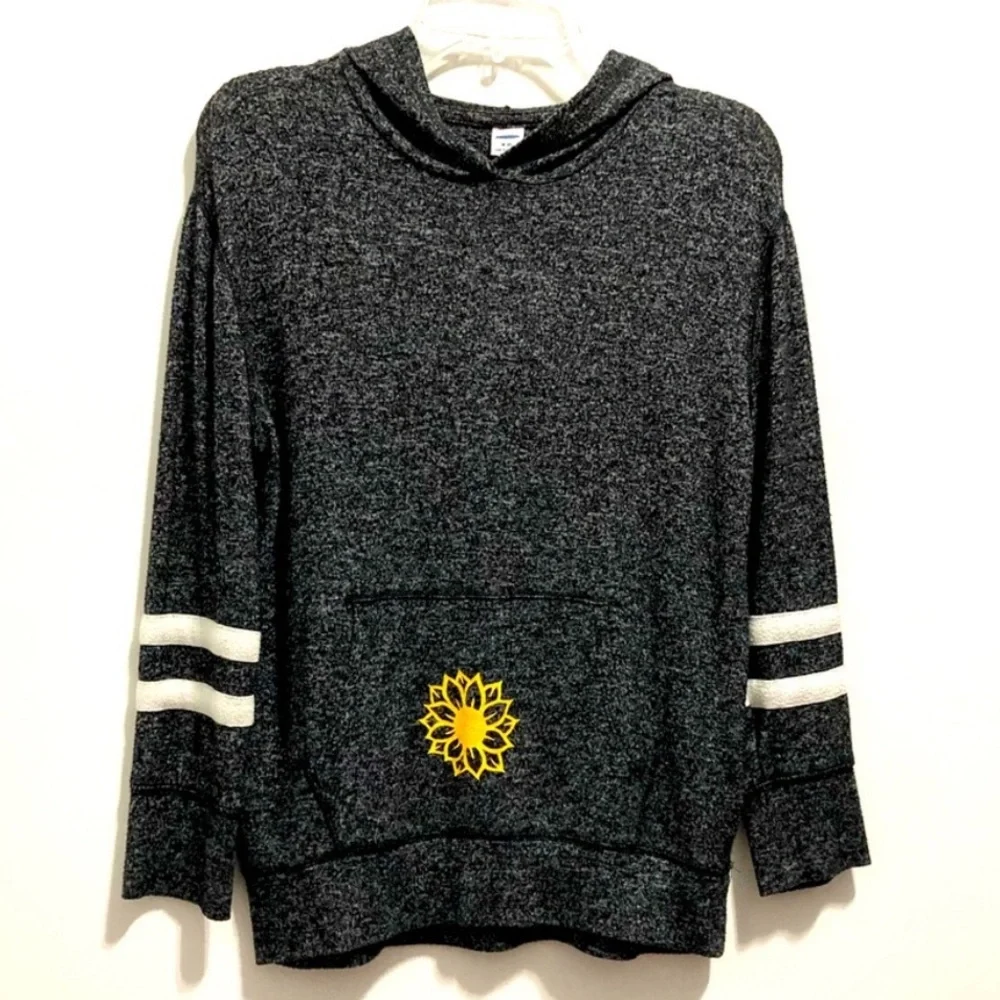 Old Navy Girl Sweater Hoodie Gray Striped